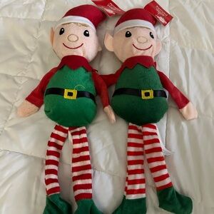 Festive Elf Plush Toys with Red and Green Outfits